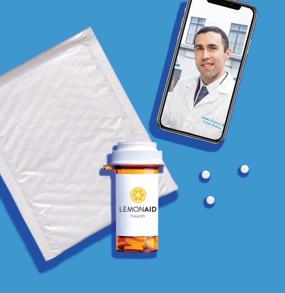 Banner image with phone, pills bottle and envelope
