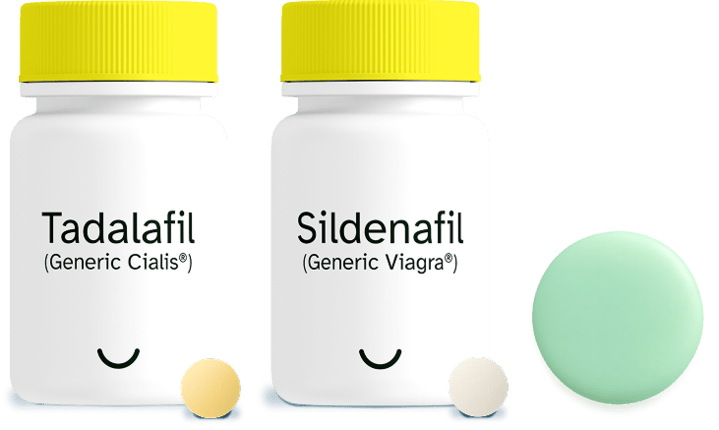 Sildenafil, Tadalafil pill bottles